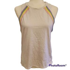 Purity white retro rainbow active tank S